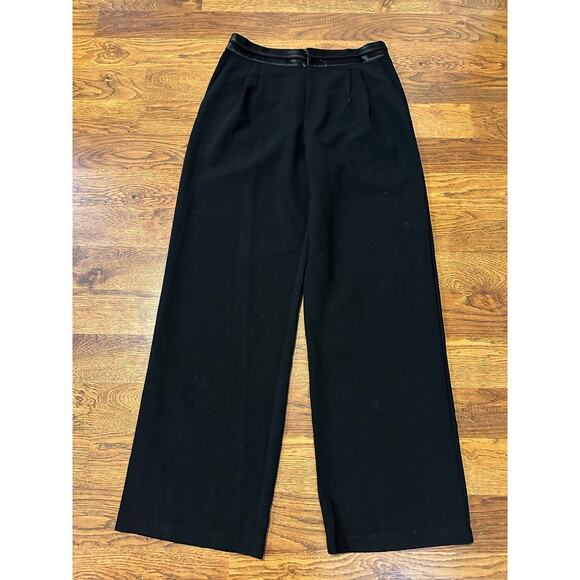 WAYF x Madeleine Women's Reverie Satin Waist Wide Leg Pants - Black - Sz Medium - Picture 1 of 7